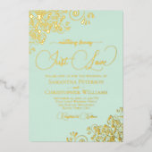 Invitation En Aluminium Rien de fantaisie Juste Amour Mariage Mint Vert & (Recto)