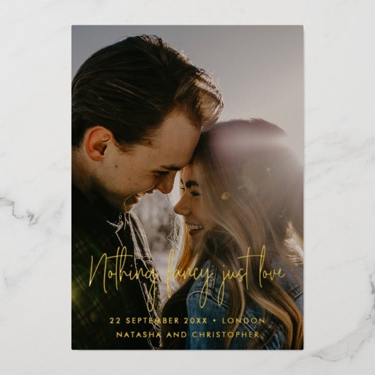 Invitation En Aluminium Rien de fantaisie Juste Amour QR Photo Mariage Enr (Recto)