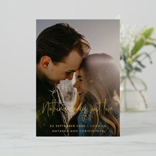 Invitation En Aluminium Rien de fantaisie Juste Amour QR Photo Mariage Enr (Debout devant)