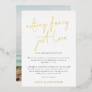 Invitation En Aluminium Rien de fantaisiste, mariage intime réel, écriture