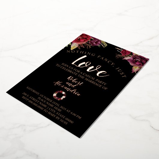 Invitation En Aluminium Rien De Fantastique Juste Aimer Les Fleurs Bourgog (Rotation)