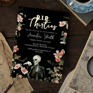 Invitation En Aluminium RIP Trente Squelette floral 40e anniversaire fête