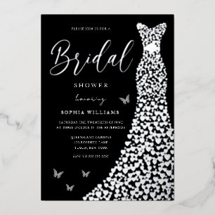 Invitation En Aluminium Robe à coeur en feuille d'argent avec douche de ma