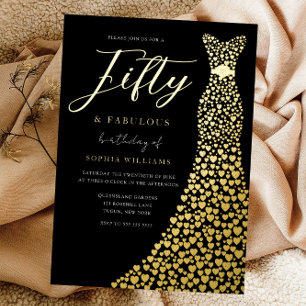 Invitation En Aluminium Robe à coeur en feuille d'or 50e fête d'anniversai
