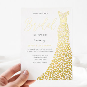 Invitation En Aluminium Robe à feuilles de métal doré époustouflante en fo
