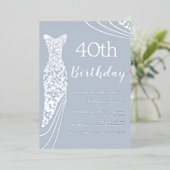 Invitation En Aluminium Robe à huile d'argent élégant 40e anniversaire (Debout devant)