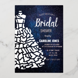Invitation En Aluminium Robe à paillettes d'argent Galaxie Céleste pour Ba