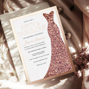 Invitation En Aluminium Robe à paillettes Femme 50 ans Rose Gold Fête d'an