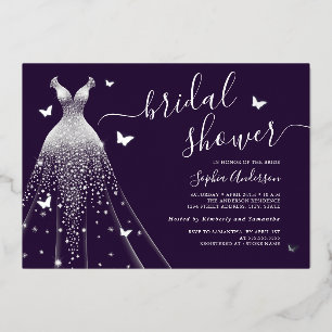 Invitation En Aluminium Robe à papillon pourpre Fête des mariées