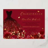 Invitation En Aluminium Robe Beurre rouge or Floral (Recto)