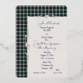 Invitation En Aluminium Robe Black Watch Tartan Plaid Mariage (Recto)