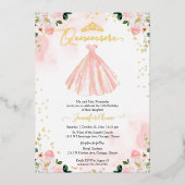 Invitation En Aluminium Robe blanche Quinceanera (Recto)