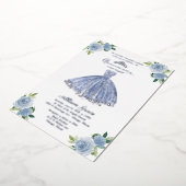Invitation En Aluminium Robe bleue Dusty Quinceanera (Rotation)