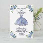 Invitation En Aluminium Robe bleue Dusty Quinceanera (Debout devant)
