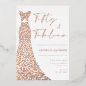 Invitation En Aluminium Robe Cinquante et Fab 50e anniversaire Real Rose G (Recto)