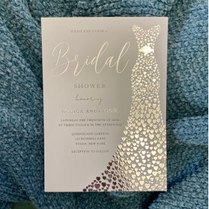 Invitation En Aluminium Robe de mariée en feuille d'argent Baby Shower