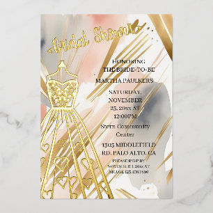 Invitation En Aluminium Robe de mariée en feuille d'or Baby Shower