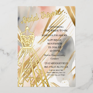Invitation En Aluminium Robe de mariée en feuille d'or Baby Shower
