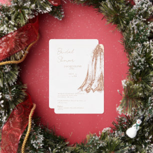 Invitation En Aluminium Robe de mariée en feuille d'or rose pour la douche