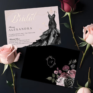 Invitation En Aluminium Robe de mariée noire élégante gothique Shower de m