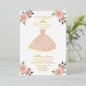 Invitation En Aluminium Robe de Quinceanera en or rose (Debout devant)