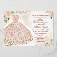 Robe de Quinceanera Fleurie Rose Bouquet Rose Doré