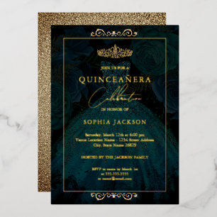 Invitation En Aluminium Robe de Quinceanera Rose Or Teal