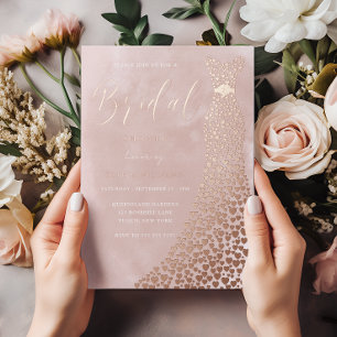 Invitation En Aluminium Robe de soirée en or rose véritable blush aquarell