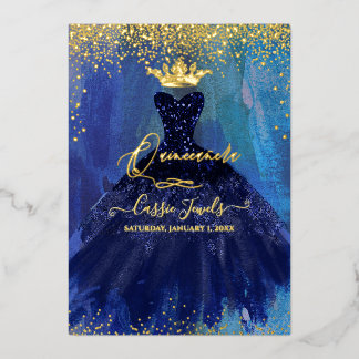 Invitation En Aluminium Robe de watercolor bleu marine sarcelle pour Quinc