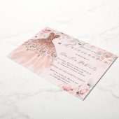 Invitation En Aluminium Robe d'or rose papillon floral (Rotation)