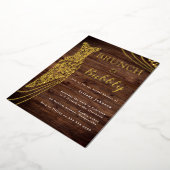 Invitation En Aluminium Robe d'or rustique Fête des mariées Brunch & Bubbl (Rotation)