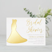 Invitation En Aluminium Robe Dorée Fête des mariées Silhouette Or (Debout devant)