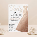 Invitation En Aluminium Robe élégante | Quarante et fabuleux anniversaire<br><div class="desc">Célébrez dans le style avec ces invitations branchées et élégantes à la feuille réelle pressée 40e anniversaire. Le design est facile à personnaliser et vos invités seront ravis quand ils reçoivent ces invitations élégants.</div>