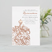 Invitation En Aluminium Robe élégante Sketched Quinceañera (Debout devant)