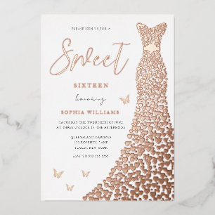 Invitation En Aluminium Robe en cœur en feuille d'or rose Papillon Sweet 1