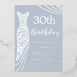 Invitation En Aluminium Robe en feuille d'argent élégante 30e anniversaire