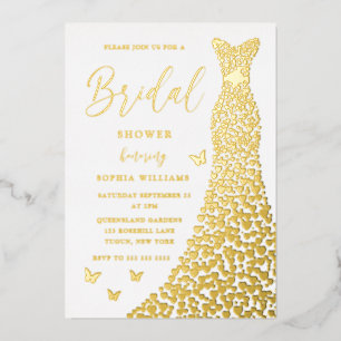 Invitation En Aluminium Robe en feuille d'or élégante douche de mariée rée