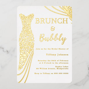 Invitation En Aluminium Robe en feuille d'or Mariage Fête de douche & Brun