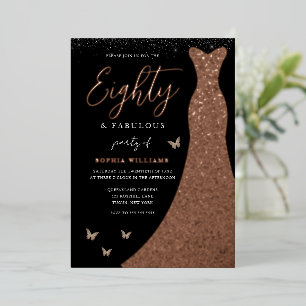Invitation En Aluminium Robe en feuille d'or rose pour fête d'anniversaire