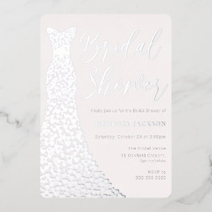 Invitation En Aluminium Robe en véritable feuille d'argent Mariage moderne