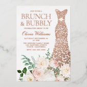 Invitation En Aluminium Robe & Fleurs Brunch & Bubbly Fête des mariées (Recto)