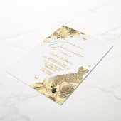 Invitation En Aluminium Robe & Fleurs d'or enchantées Quinceanera Gold (Rotation)