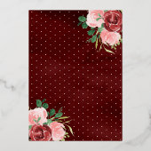 Invitation En Aluminium Robe Florale de Bourgogne Princesse Quinceanera Go (Verso)