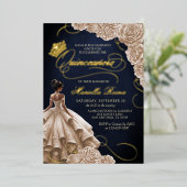 Invitation En Aluminium Robe Florale de Champagne Quinceañera (Debout devant)