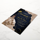 Invitation En Aluminium Robe Florale de Champagne Quinceañera (Rotation)