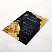 Invitation En Aluminium Robe Florale Jaune Quinceañera (Rotation)