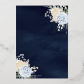 Invitation En Aluminium Robe florale Pastel bleu Marine Quinceanera Or (Verso)