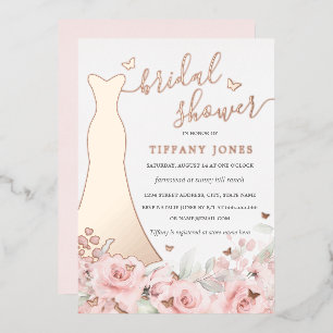 Invitation En Aluminium Robe Florale Rose Blush Rose Gold Mariage 