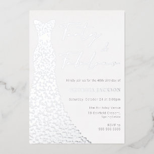 Invitation En Aluminium Robe Forty & Fab 40e anniversaire argent véritable