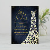 Invitation En Aluminium Robe Gold Navy 50 & Fabuleux anniversaire (Debout devant)